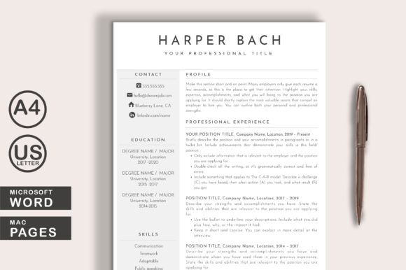 Download Modern Resume Template Word Pages - Premium Resources